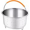 Kalsey Cestello per Cottura, Cestello Verdura, Multifunzione a Vapore Cesto, Cestello Vapore Inox con Manico in Silicone, Fits Most a Pressione Pot, Verdure a Vapore, Uova(6QT)