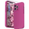 SURPHY Custodia per iPhone 13 Pro con pellicola protettiva, 13 Pro custodie per telefono in silicone liquido (protezione per fotocamera e fodera in morbida microfibra), rosa acceso