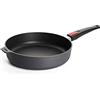 Woll Padella Diamond Lite con bordo alto, diametro 28 cm, altezza 7 cm, con manico rimovibile, adatta per ceramica, gas, elettrica, alogena, non adatta all'induzione, padella in alluminio pressofuso, resistente al forno, antracite
