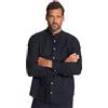 JP 1880 Camicia in Misto Lino, Maniche Lunghe, Colletto Alto, vestibilità Moderna, Pino Verde, L Uomo