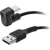 SBS Cavo angolare USB-A a USB-C, connettore a 180°, per Ricarica, trasferimento Dati e Gaming con Smartphone Samsung, Oppo, Xiaomi, Huawei, Lungo 1,8m, Nero