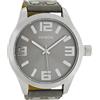 Oozoo C1007 - Orologio da uomo, cinturino in pelle, colore grigio, striscia