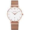 Kistanio Moyen Orologio da donna piatto con cinturino in acciaio inossidabile in vetro zaffiro 38 mm diametro acciaio inox data diverse varianti, oro rosa/bianco, Bracciale