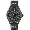 LACO Bielefeld, Orologio da polso, da uomo, stile aviatore, cinturino in pelle di vitello nero, vetro zaffiro, Ø 42 mm, automatico, stile marinaio, con custodia inclusa, 861760.2