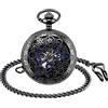 SUPBRO Orologio da Tasca Antico con Catena in Acciaio Orologio da taschino per uomo Donna con catena Ingranaggio