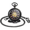 SUPBRO Orologio da taschino da uomo e da donna, analogico, con catena in acciaio, Nero