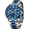 MEGALITH Orologio Uomo 46mm Cronografo Quarzo Orologi da Polso Grande Designer Orologio Acciaio Uomo Impermeabile Luminoso Data, Elegante Regali da Uomo - Blu Argento