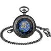 SUPBRO orologio da tasca classico con catena e ciondolo stile retrò con numeri romani classici Meccanico