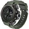 findtime Orologio militare da uomo, orologio sportivo per attività all'aria aperta, digitale, 5 ATM, impermeabile, orologio da uomo, sveglia, cronometro da polso, calendario, A-verde, cinghie