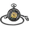 SUPBRO orologio da taschino classico al quarzo con catenina e ciondolo da uomo stile retrò con numeri romani classici