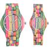 Unendlich U Infinity U- Orologio in legno per donna e uomo fatto a mano in legno di bambù con movimento al quarzo analogico Orologi color arcobaleno Pride Festival Gift