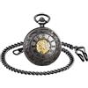 MICGIGI - Orologio da taschino unisex, meccanico, a carica manuale, analogico, retrò, con catena