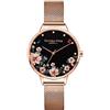 VICTORIA HYDE Oro Rosa Donna Orologio al Quarzo Floral Viso Cinturino in Maglia di Acciaio Inossidabile