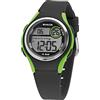 SINAR XE-64-3 - Orologio da polso per bambini, digitale, al quarzo, 10 bar, con cinturino in silicone e luce nero, verde, verde, cinghia