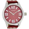 Oozoo Orologio analogico da uomo al quarzo con cinturino in pelle C1009, rosso, striscia