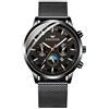 Unendlich U Infinity U-Watches da uomo, impermeabile con cinturino in acciaio inossidabile Orologi da polso al quarzo analogici Puntatore luminoso con calendario