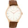 Oozoo Orologio da polso da donna con cinturino in pelle, 40 mm, rosa/bianco/marrone C8543