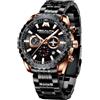 MEGALITH Orologio Uomo 46mm Cronografo Quarzo Orologi da Polso Grande Designer Orologio Acciaio Uomo Nero Impermeabile Luminoso Data, Elegante Regali da Uomo