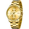 Affute Orologi da uomo in acciaio inox e metallo, stile casual, impermeabile, cronografo al quarzo, data automatica, lancette colorate… (Oro oro)
