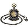 SUPBRO Orologio da Tasca Quadrante Numero con Collana in Lega Bronzo Vintage 80cm con lente d'ingrandimento
