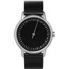 slow round 02 - Black Leather, Silver Case, Black Dial