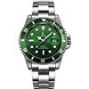 Alienwork Orologio Uomo Donna Argento Bracciale in Acciaio Calendario Data Verde Elegante