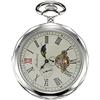 TREEWETO Mechanical Pocket Watches Roman Numerals Open Face with Chain Men 24-Hour Moon Sun + Box