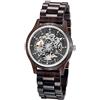 Alienwork Orologio Automatico Uomo Nero Bracciale in Legno Scheletro Legno Naturale