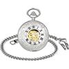SUPBRO orologio da tasca in acciaio inossidabile vintage classico con catena corta, per uomo o donna Meccanico