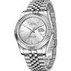 BUREI Mens Luxury Automatic Watches 24 quadrante analogico con datario in vetro zaffiro con cinturino in acciaio inossidabile