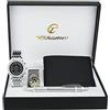 BELLOS Cofanetto Orologio Uomo Nero- Lampada LED - Portafoglio -Penna