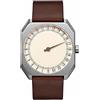 Slow Jo 17 - Orologio da Polso Unisex, Quadrante Argento con Cinturino in Pelle, Colore Marrone scuro