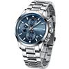 MEGALITH Reloj Hombre Plata Acero Inoxidable Relojes Hombre Azul Analogico Reloj de Pulsera Cronografo Hombre Impermeable Elegante Negocios Cuarzo Fecha Luminosa