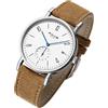 FEICE Orologio Automatico con Vetro Zaffiro Movimento Automatico Minimalista Orologio Uomo Unisex Cinturino in Pelle FM201 (Marrone)