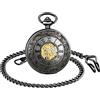 SUPBRO orologio da tasca Meccanico con catena e ciondolo in scala con numeri romani vintage