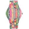 Unendlich U Infinity U - Orologio da uomo in legno realizzato a mano in legno di bambù con movimento al quarzo analogico Orologi color arcobaleno Pride Festival Gift