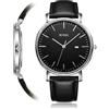 BUREI Orologio da uomo Gypsophila Slim Quarzo Minimalista con Display della Data e Cinturino in Pelle