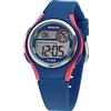 SINAR XE-64-6 - Orologio sportivo da uomo, al quarzo, 10 bar, con cinturino in silicone e luce blu corallo, Blu, cinghie