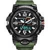 Fomtty Orologi Militari Uomo, Orologio da Uomo Analogico e Digitale, Orologio Sportivo, Impermeabile Orologio LED con Cronometro Digitale Orologio Luxury Casual Wristwatch (Army Green)