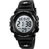 VICKSONGS Orologio per Bambino, [50M Impermeabile, Cinturino in Silicone] Orologio Digitale Bambino, Orologio Bambino 10 Anni Maschio con Sveglia/con Luce LED Orologio Ragazzo (Nero)