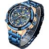 Affute Orologio sportivo digitale al quarzo, analogico, da uomo, cronografo con grande quadrante, in acciaio INOX, orologio da polso impermeabile