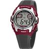 SINAR Orologio da polso da ragazza/ragazza/ragazza, digitale, al quarzo, 10 bar, con cinturino in resina e luce antracite, rosso scuro, argento, XE-50-9