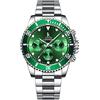 Alienwork Orologio Automatico Uomo Donna Argento Bracciale in Acciaio Calendario Data Verde Multi-funzione Fondo in Vetro