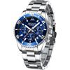 MEGALITH Orologio Uomo Acciaio Argento: Cronografo Uomo Impermeabile Luminoso - Designer Orologi da Polso Grande