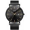 BUREI Men's Watches, Classic Analogue Dial with Date Japanese Quartz and Ultra-Thin Stainless Steel Mesh Band