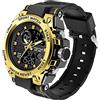 findtime Military Watches for Men Waterproof Tactical Watches Men Army Digital Sports Outdoor Stopwatch LED Survival Tough Electronic Alarm Clock Black Gold Wrist Watch