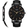 BUREI Orologio da uomo Gypsophila Slim Quarzo Minimalista con Display della Data e Cinturino in Pelle