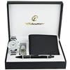 BELLOS Cofanetto Regalo Orologio Uomo Portafoglio Lampada Torcia Penna Bianco 40 Classic, bianco, 40, Classic