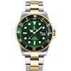 Alienwork Orologio Uomo Donna Argento Bracciale in Acciaio Oro Calendario Data Verde Elegante