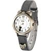 DREAMING Q&P Donna Ragazze Orologio Analogico Quarzo con Cinturino in Pelle Carino Gatto Design Grigio